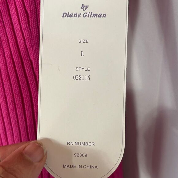 Diane Gilman DG2 Turtleneck Sweater Womens L Pink Half Sleeve Knit Ribbed New - Picture 5 of 10